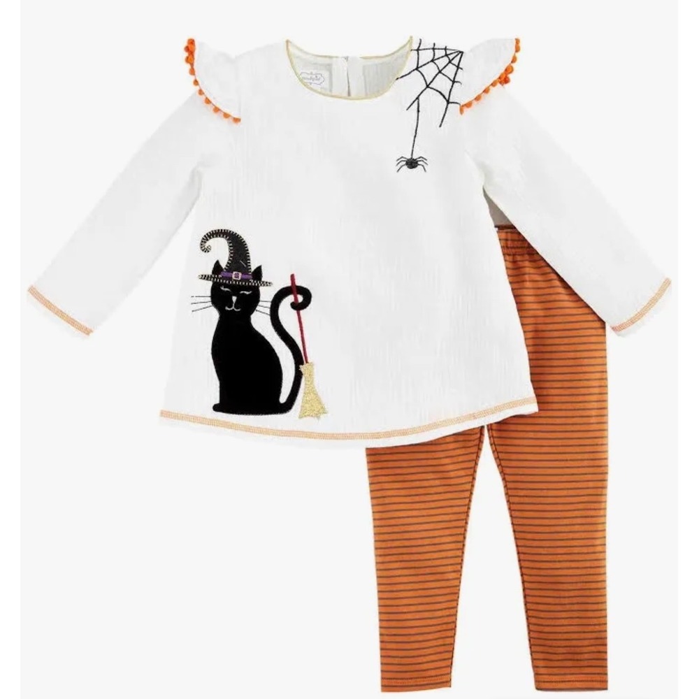 Mud Pie Halloween Black Cat Tunic and Legging Set 12-18 Months 10610027-18